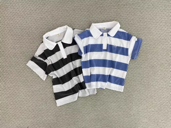 O Wa - Korean Children Fashion - #kidsshorts - Stripes Collar Tee - 7