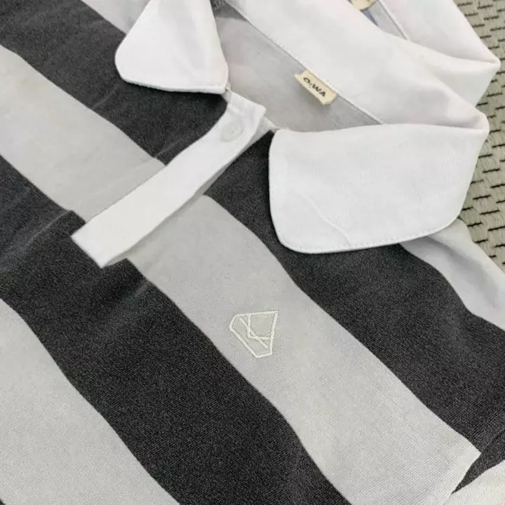 O Wa - Korean Children Fashion - #kidsstore - Stripes Collar Tee - 8