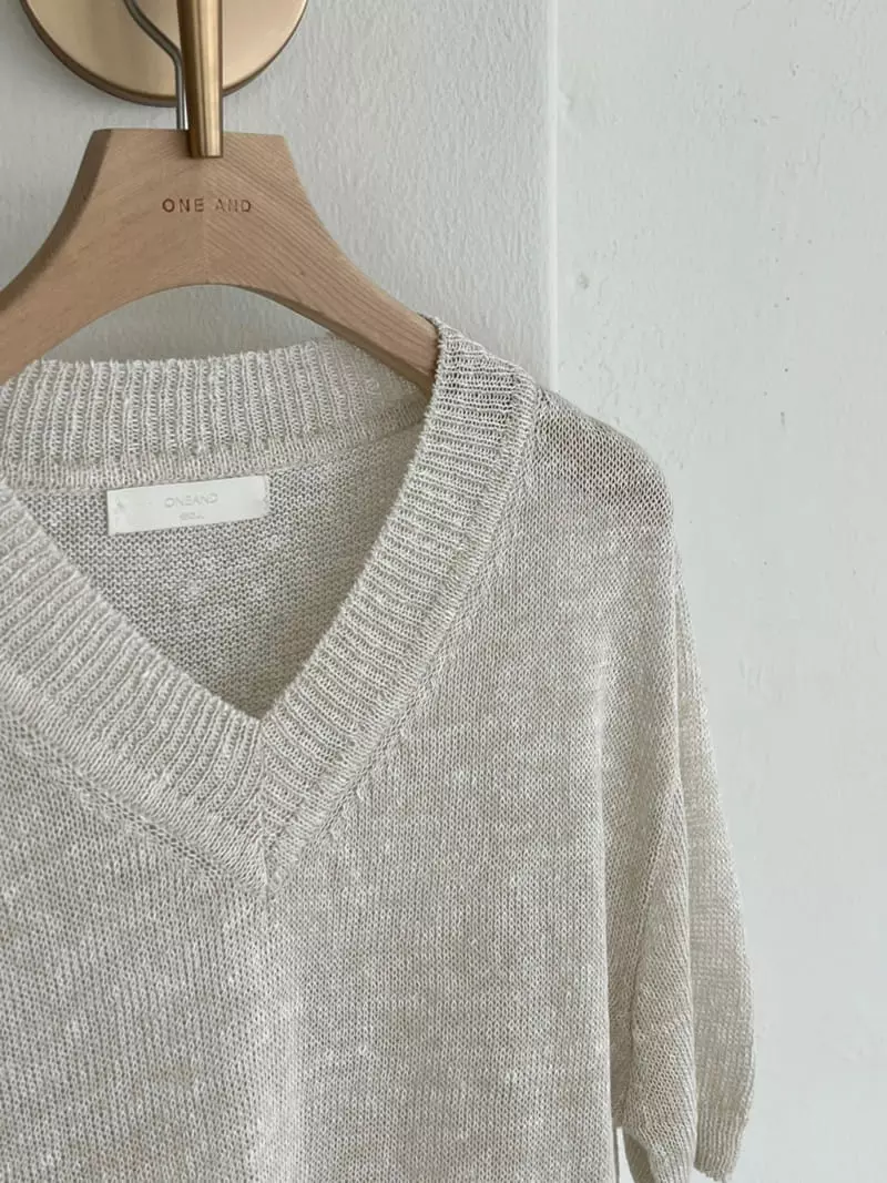 Oneand - Korean Women Fashion - #restrostyle - V Knit Tee - 3