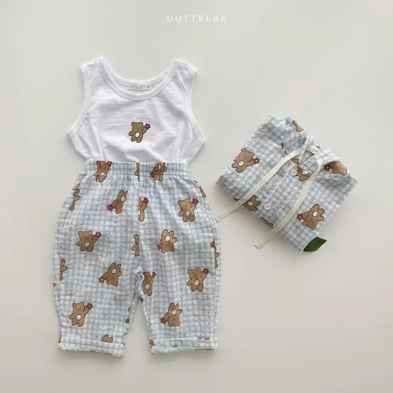 Oott Bebe - Korean Children Fashion - #childofig - Flower Bear Top Bottom Set - 5