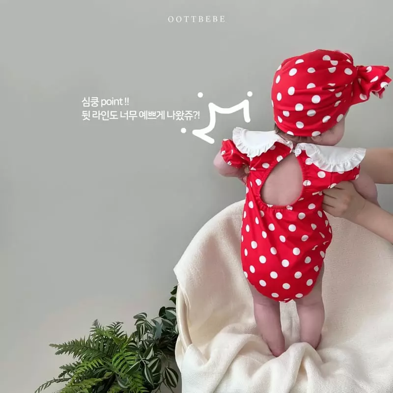 Oott Bebe - Korean Children Fashion - #childrensboutique - Collar Dot Swimwear - 11