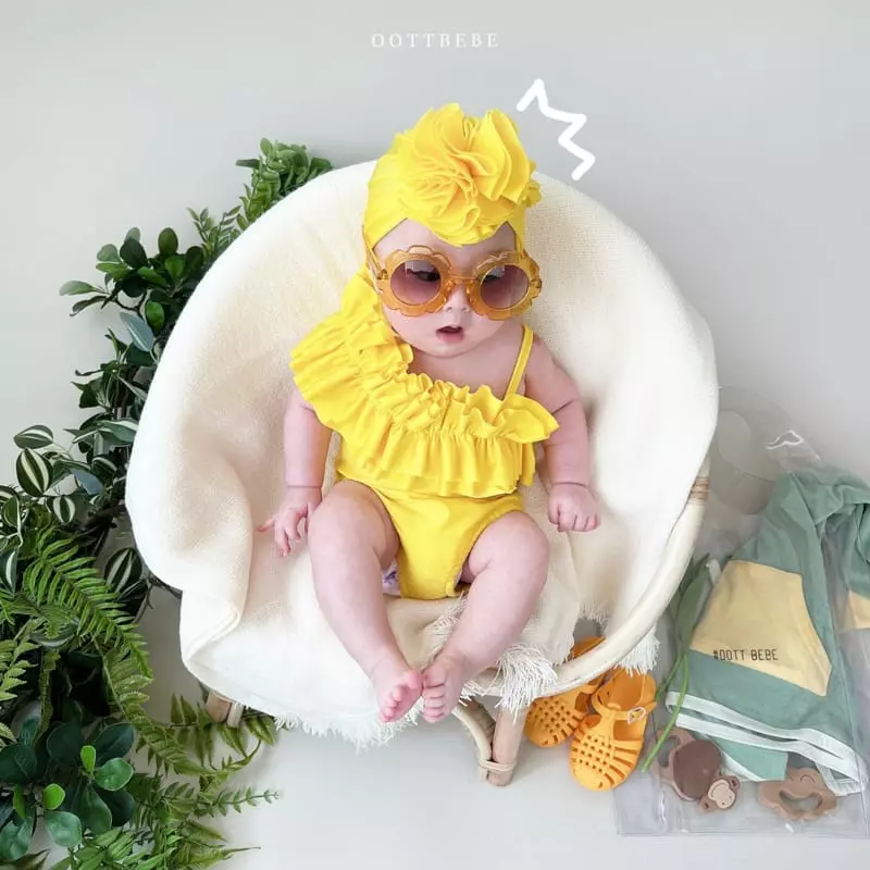 Oott Bebe - Korean Children Fashion - #childrensboutique - Shoulder Frill Swimwear - 10
