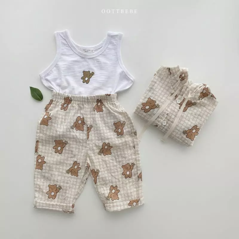 Oott Bebe - Korean Children Fashion - #childrensboutique - Flower Bear Top Bottom Set - 6