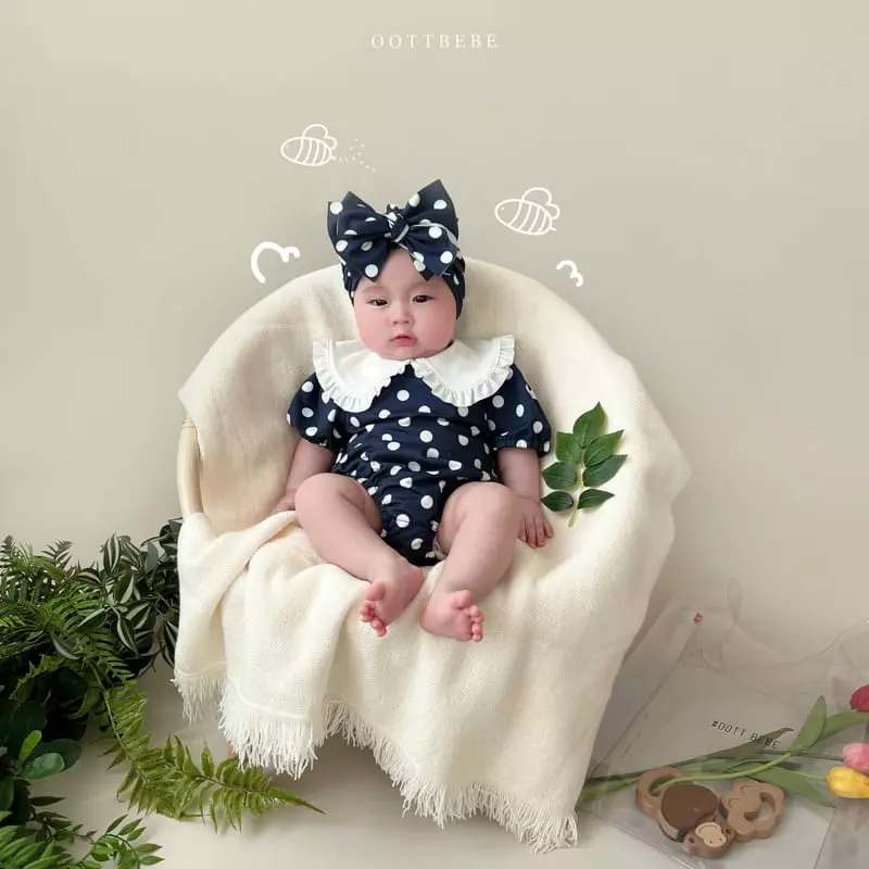 Oott Bebe - Korean Children Fashion - #designkidswear - Collar Dot Swimwear - 12
