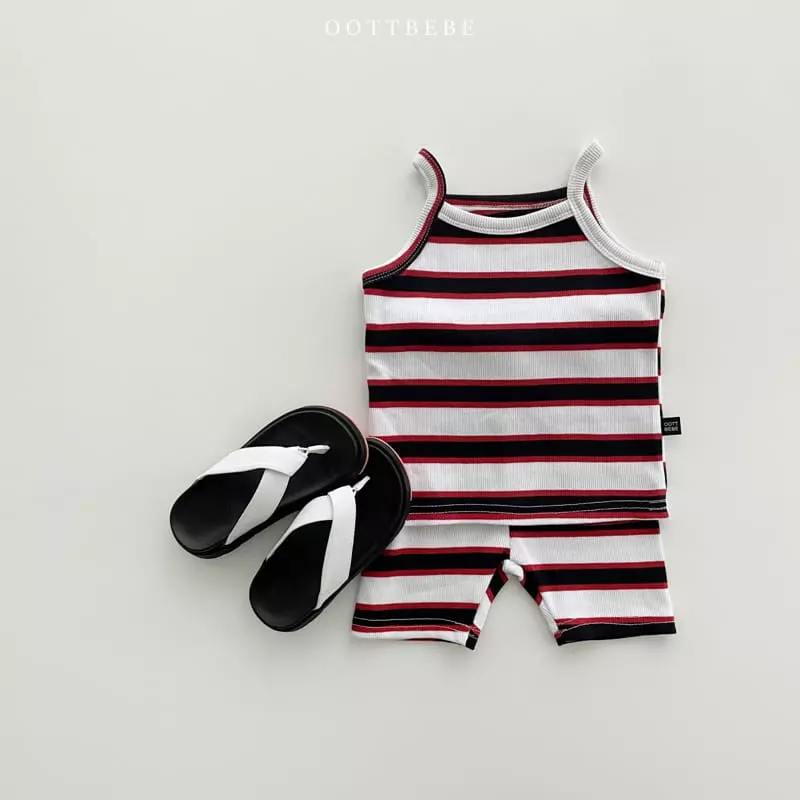 Oott Bebe - Korean Children Fashion - #designkidswear - Rib String Top Bottom Set - 3