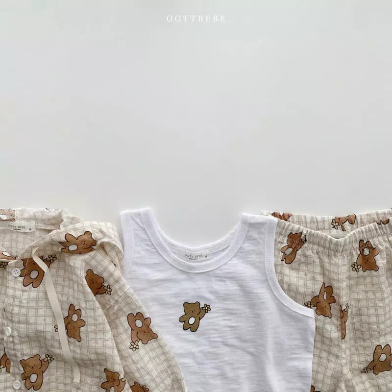 Oott Bebe - Korean Children Fashion - #discoveringself - Flower Bear Top Bottom Set - 8