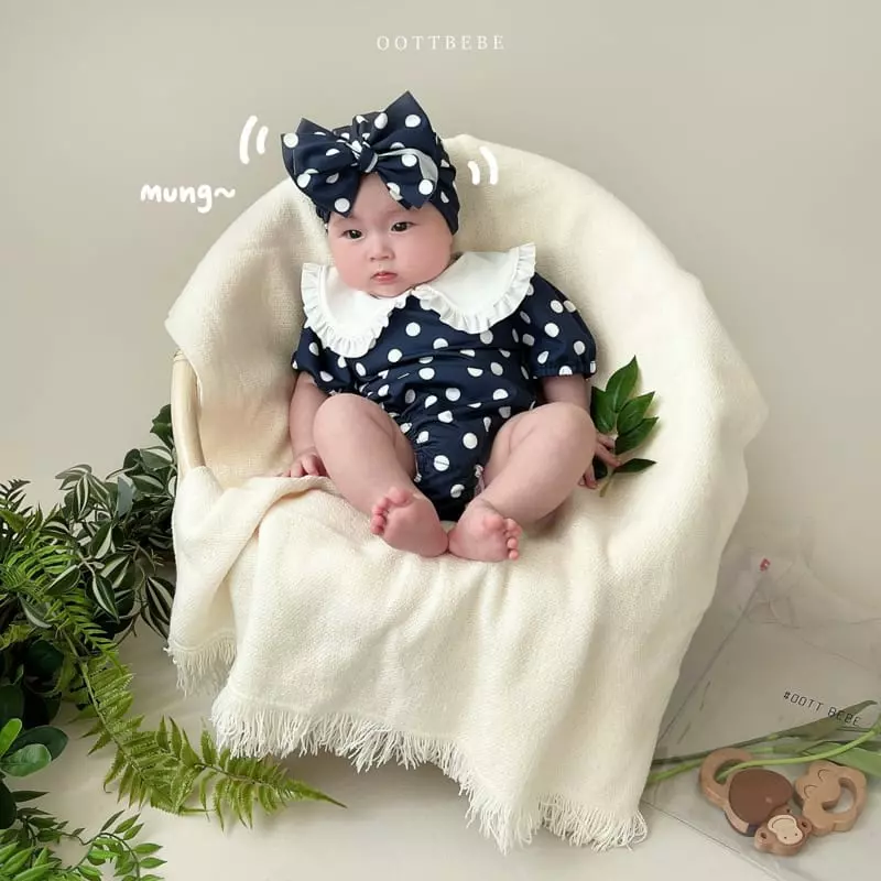 Oott Bebe - Korean Children Fashion - #kidsshorts - Collar Dot Swimwear