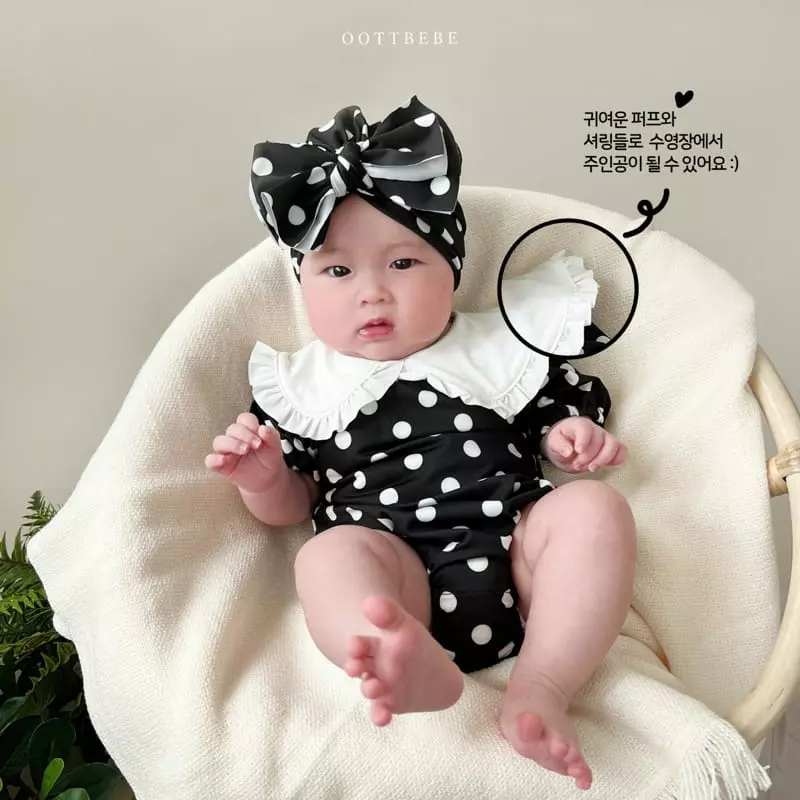Oott Bebe - Korean Children Fashion - #kidsstore - Collar Dot Swimwear - 2
