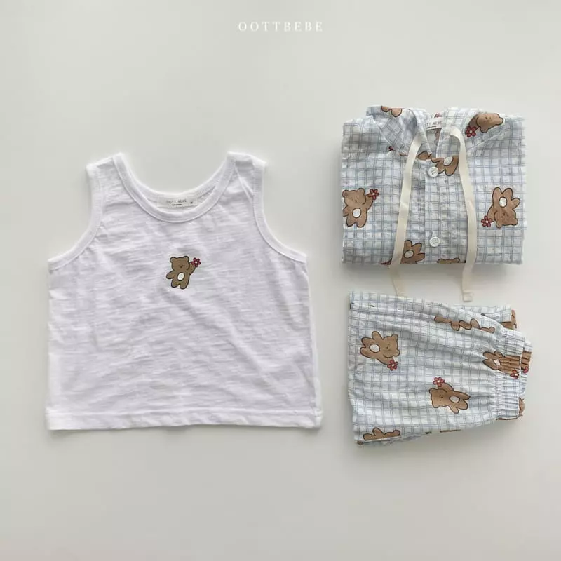 Oott Bebe - Korean Children Fashion - #kidsstore - Flower Bear Top Bottom Set - 11
