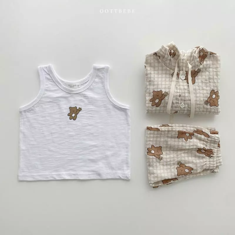 Oott Bebe - Korean Children Fashion - #kidzfashiontrend - Flower Bear Top Bottom Set - 12