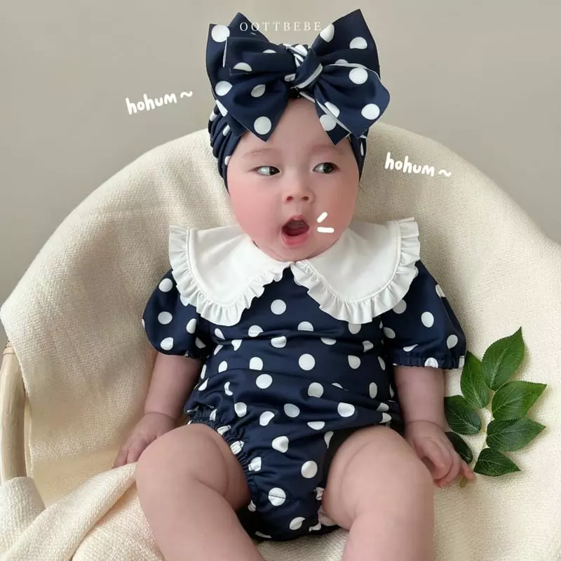 Oott Bebe - Korean Children Fashion - #littlefashionista - Collar Dot Swimwear - 5