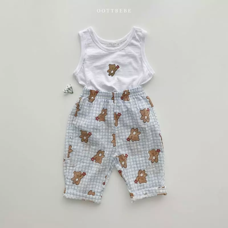 Oott Bebe - Korean Children Fashion - #magicofchildhood - Flower Bear Top Bottom Set