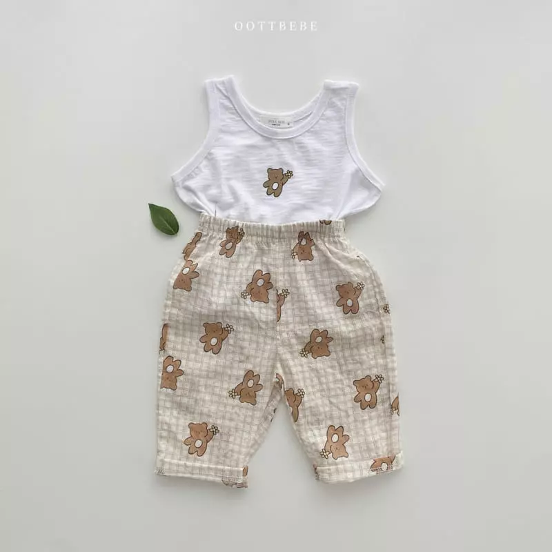 Oott Bebe - Korean Children Fashion - #minifashionista - Flower Bear Top Bottom Set - 2