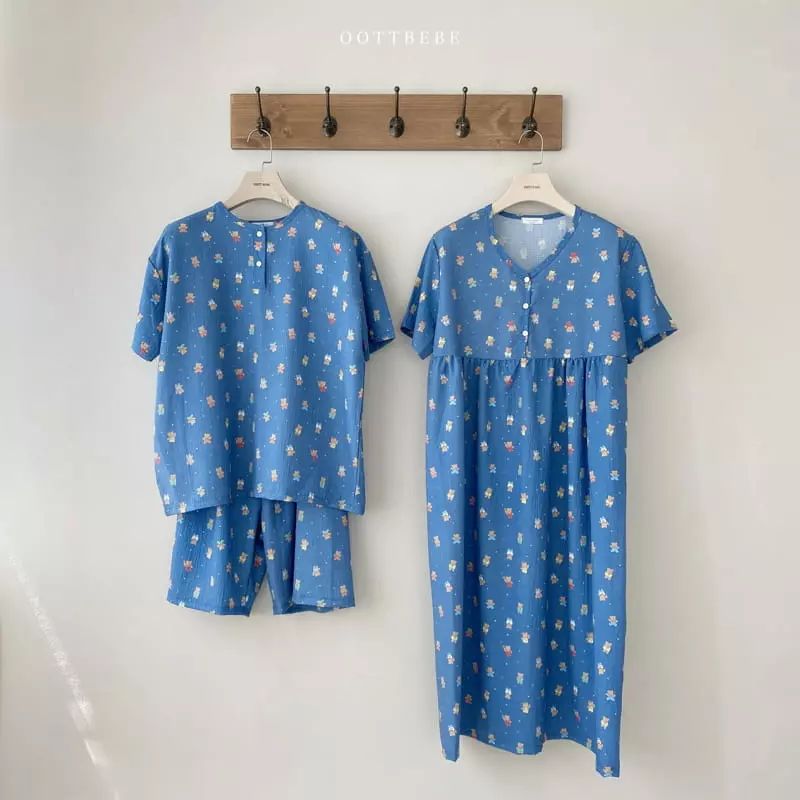 Oott Bebe - Korean Women Fashion - #momslook - Friend Yoru Mom One-piece Top Bottom Set - 2