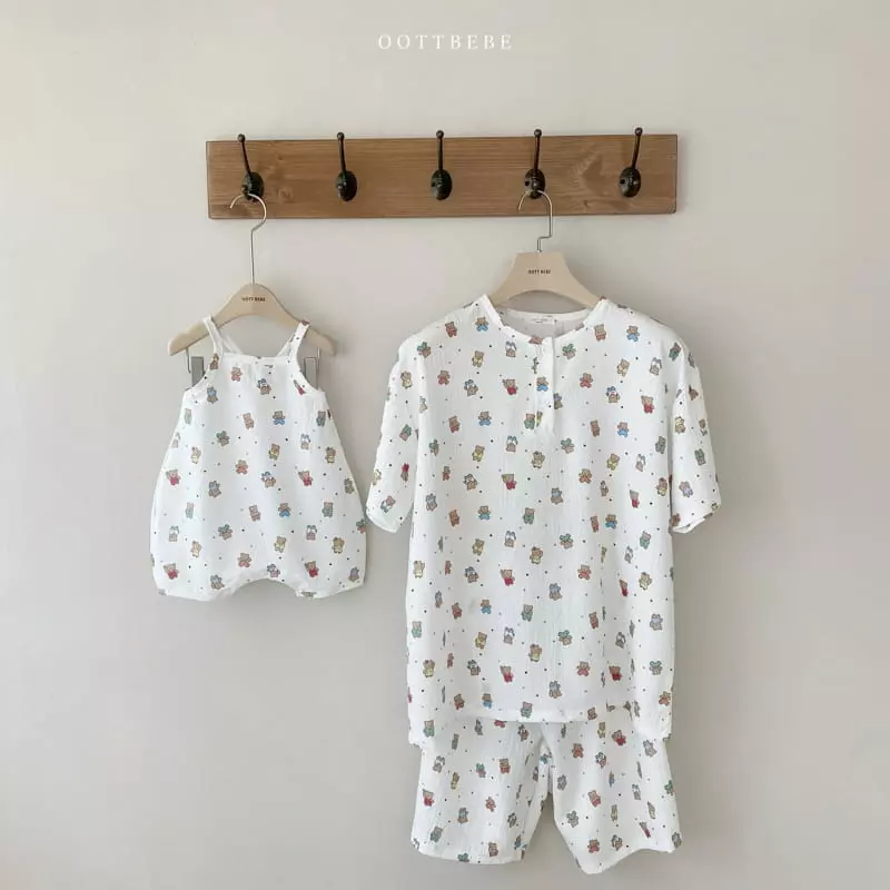Oott Bebe - Korean Women Fashion - #vintagekidsstyle - Friend Yoru Mom One-piece Top Bottom Set - 5