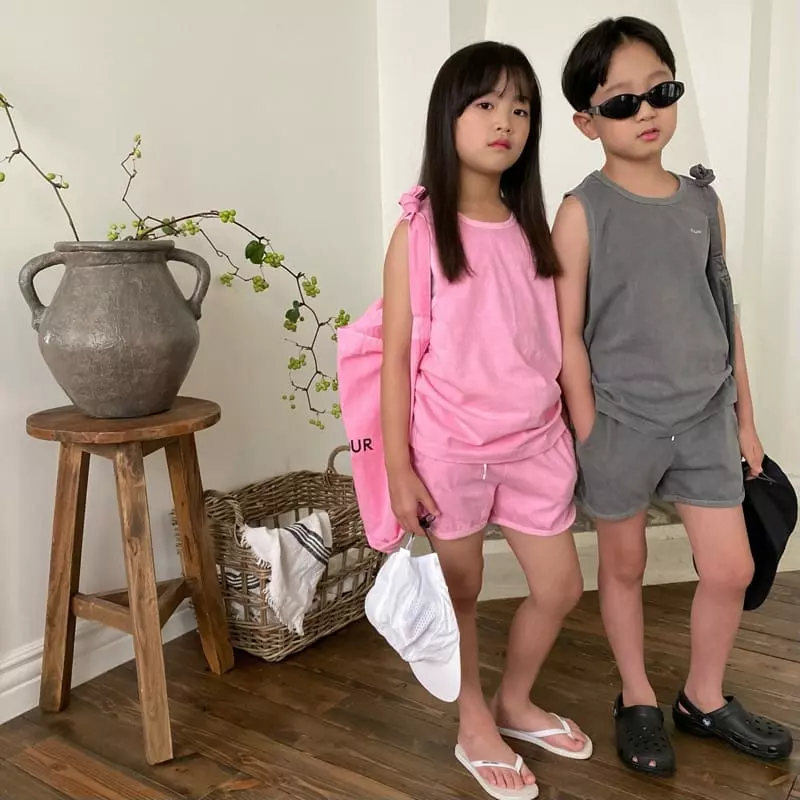Our - Korean Children Fashion - #childrensboutique - After Paint Sleeveless Top Bottom Set - 7