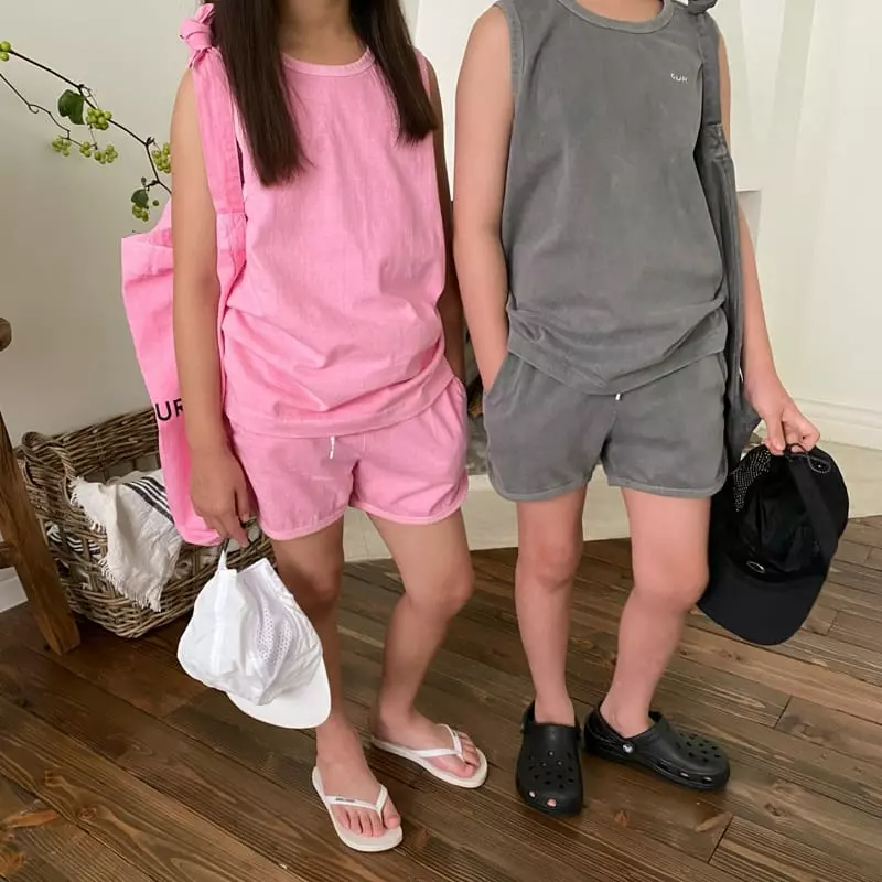 Our - Korean Children Fashion - #designkidswear - After Paint Sleeveless Top Bottom Set - 8