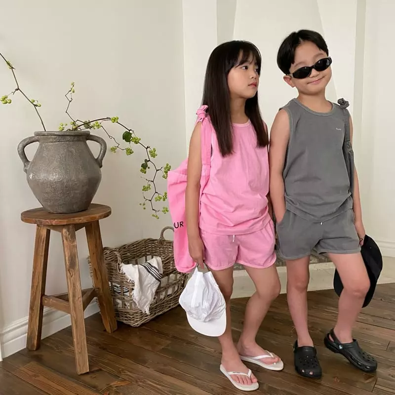 Our - Korean Children Fashion - #discoveringself - After Paint Sleeveless Top Bottom Set - 9