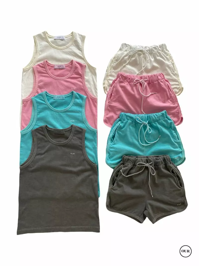Our - Korean Children Fashion - #kidsshorts - After Paint Sleeveless Top Bottom Set - 11