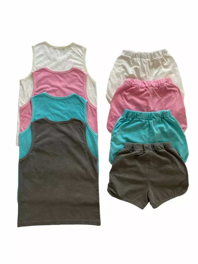 Our - Korean Children Fashion - #kidsstore - After Paint Sleeveless Top Bottom Set - 12