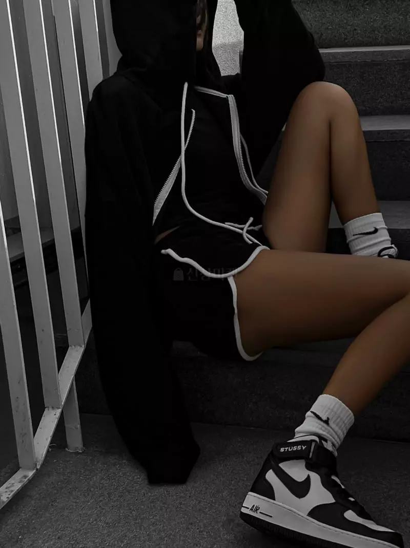 Paper Moon - Korean Women Fashion - #momslook - Terry Frendch Hoddy Zip-up