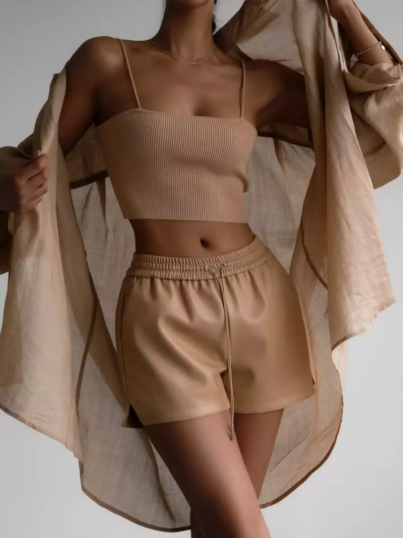 Paper Moon - Korean Women Fashion - #momslook - Leather Shorts - 2