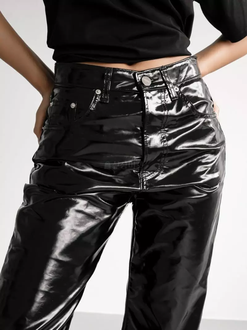 Paper Moon - Korean Women Fashion - #vintageinspired - Leather Striaght Pants - 2