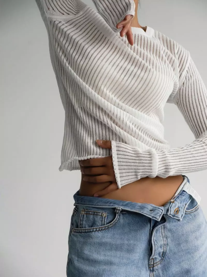 Paper Moon - Korean Women Fashion - #womensfashion - Rib See Through Knit - 2