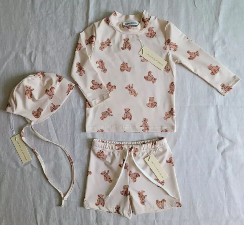 Paper Studios - Korean Children Fashion - #childofig - Bear Rashgaurd Top Bottom Set - 2