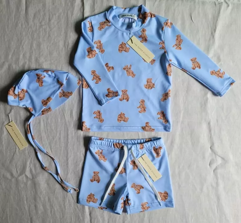 Paper Studios - Korean Children Fashion - #discoveringself - Bear Rashgaurd Top Bottom Set - 6