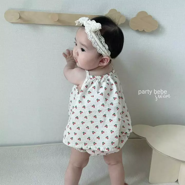 Party Kids - Korean Baby Fashion - #babylifestyle - Cherry Top Bottom Set - 2