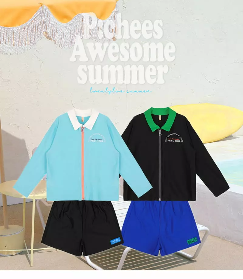 Peach-Cream - Korean Junior Fashion - #childofig - Slen Rashgaurd Top Bottom Set
