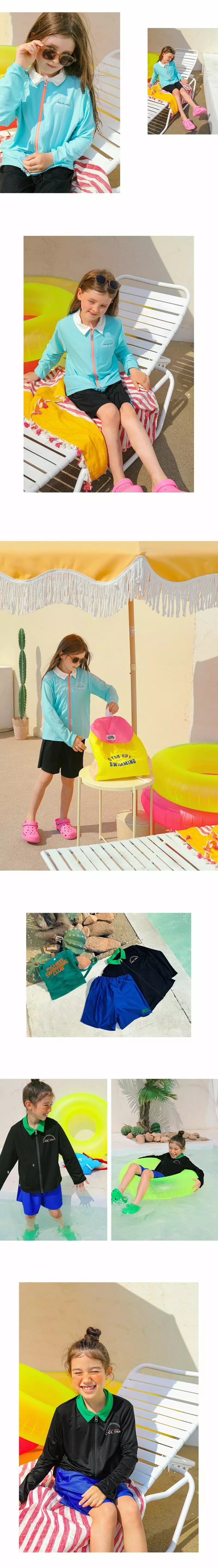 Peach-Cream - Korean Junior Fashion - #designkidswear - Slen Rashgaurd Top Bottom Set - 3