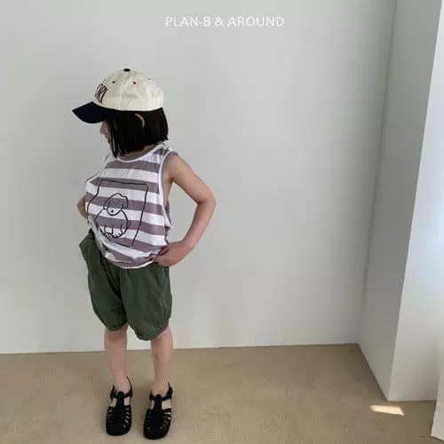 Plan B - Korean Children Fashion - #kidsshorts - Puppy Stripes Sleeveless - 9