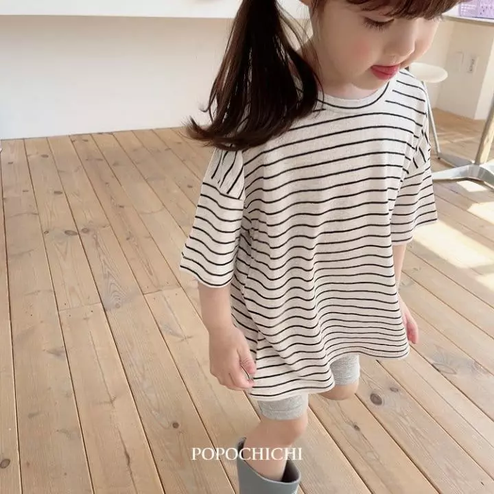 Popochichi - Korean Children Fashion - #kidsshorts - Linen Stripes Tee - 10
