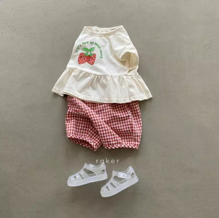 Raker - Korean Children Fashion - #kidsshorts - Strarberry Frill Tee - 7
