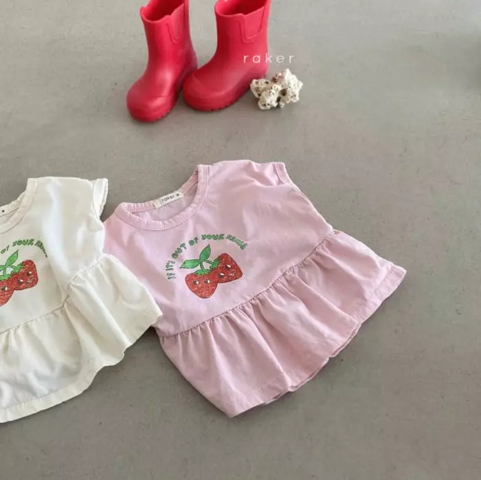 Raker - Korean Children Fashion - #stylishchildhood - Strarberry Frill Tee