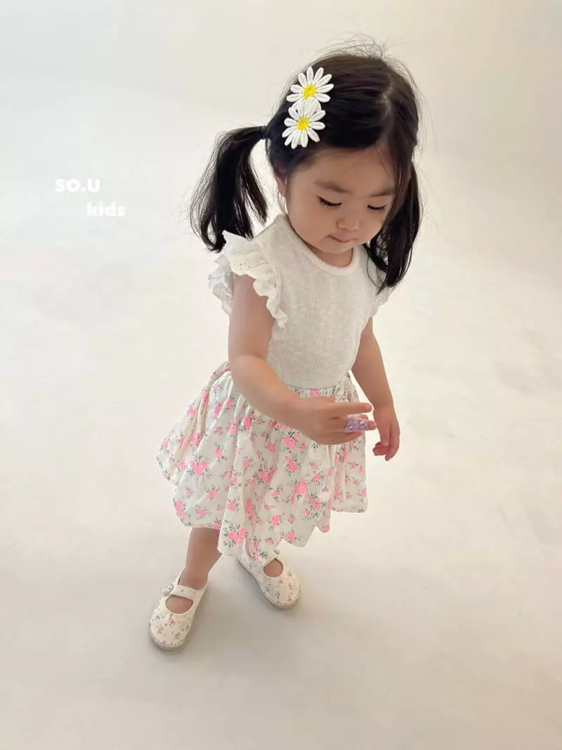 So U - Korean Children Fashion - #magicofchildhood - Flower Shirring Skirt - 4