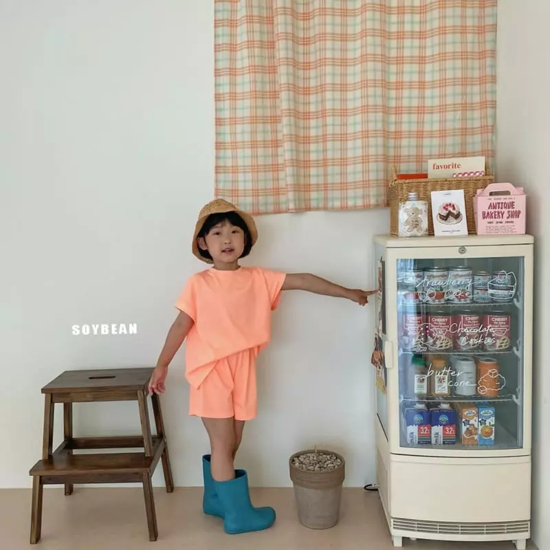 Soybean - Korean Children Fashion - #Kfashion4kids - Cap Sleeves Pigment Top Bottom Set - 8