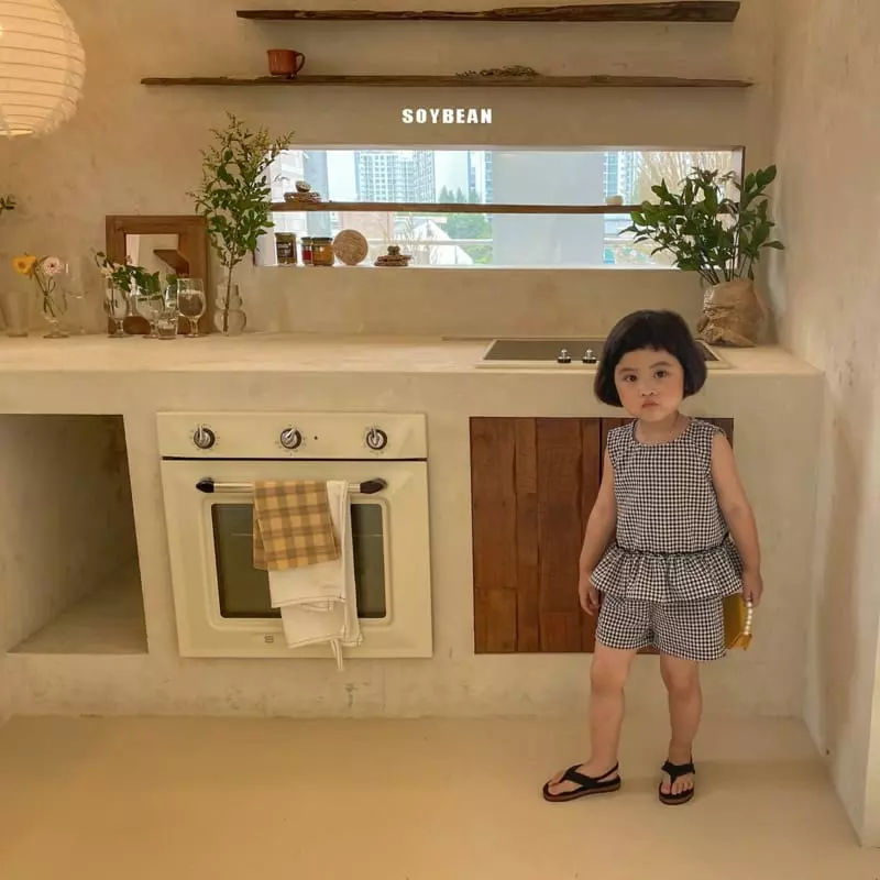 Soybean - Korean Children Fashion - #childofig - Check Frill Top Bottom Set - 5