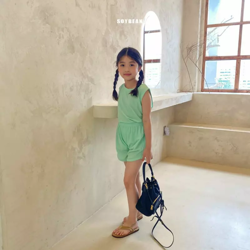 Soybean - Korean Children Fashion - #childofig - Sleeveless Wind Pleats Top Bottom Set - 5