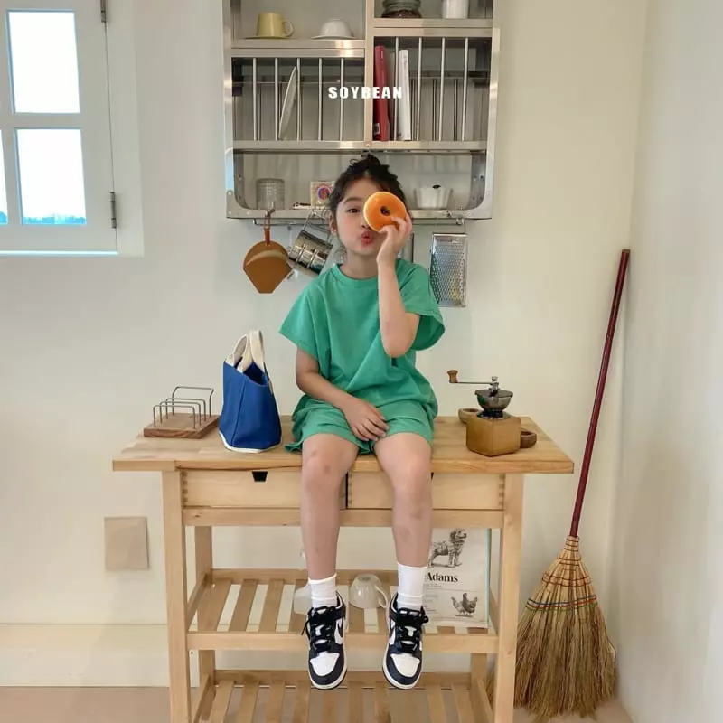 Soybean - Korean Children Fashion - #childrensboutique - Cap Sleeves Pigment Top Bottom Set