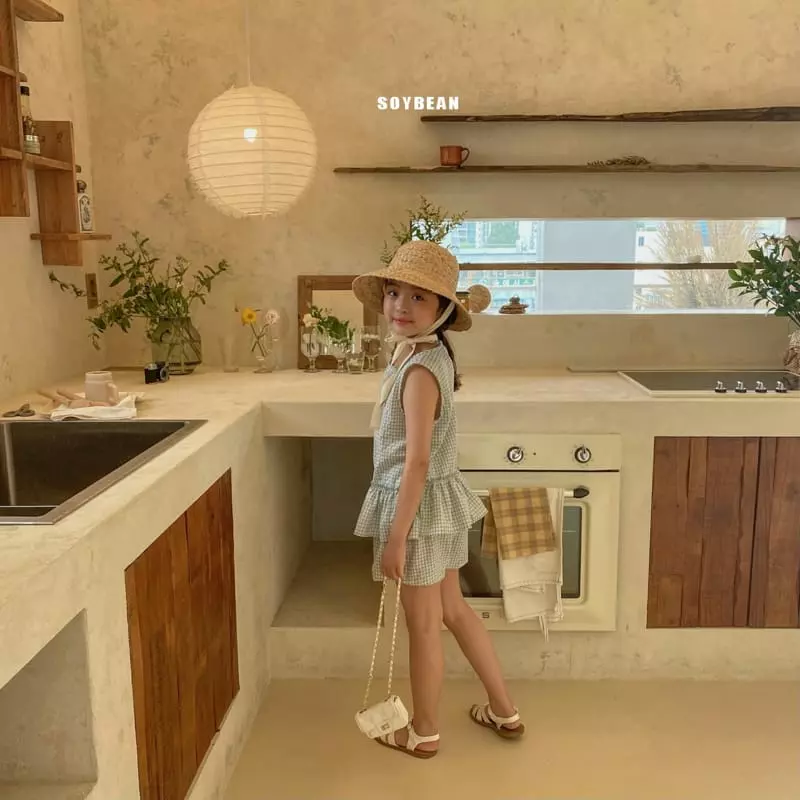 Soybean - Korean Children Fashion - #designkidswear - Check Frill Top Bottom Set - 8