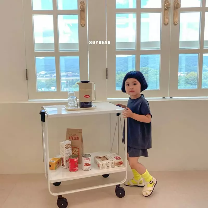 Soybean - Korean Children Fashion - #designkidswear - Cap Sleeves Pigment Top Bottom Set - 2