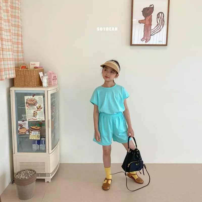 Soybean - Korean Children Fashion - #discoveringself - Cap Sleeves Rolly Pop Top Bottom Set - 2