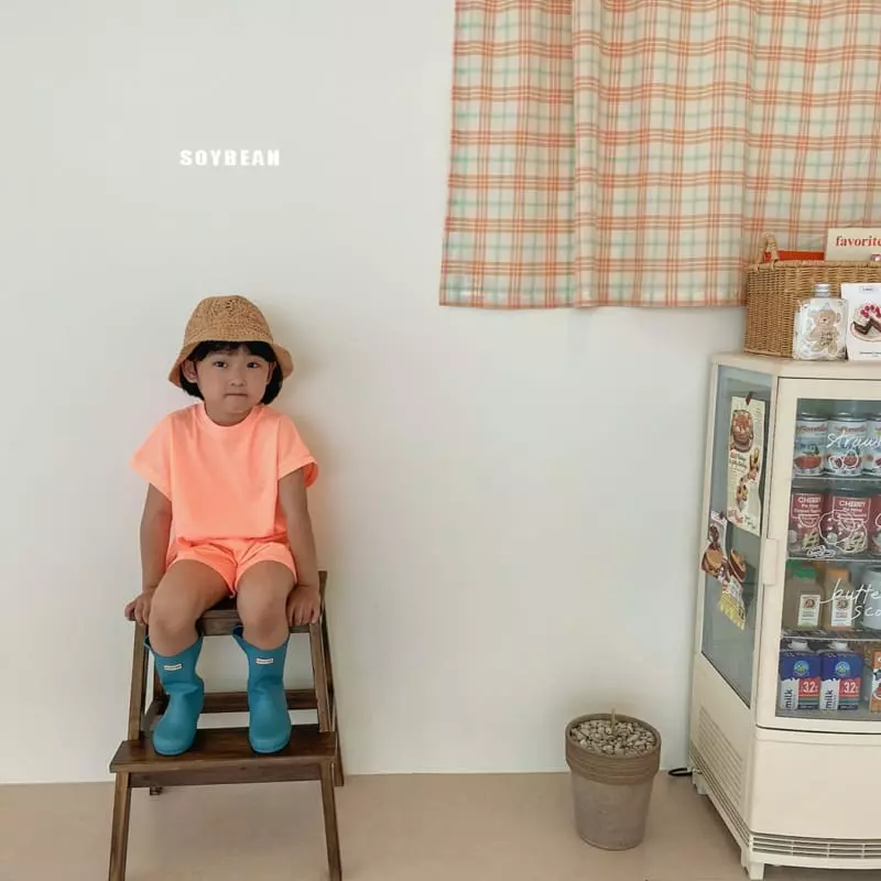 Soybean - Korean Children Fashion - #discoveringself - Cap Sleeves Pigment Top Bottom Set - 3