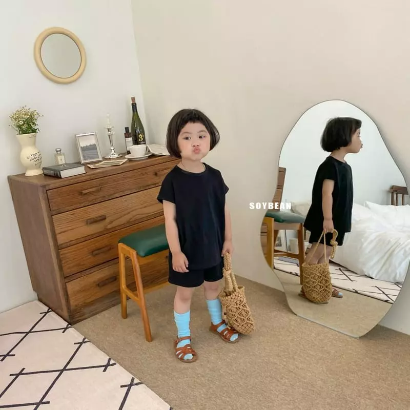 Soybean - Korean Children Fashion - #fashionkids - Cap Sleeves Rolly Pop Top Bottom Set - 3