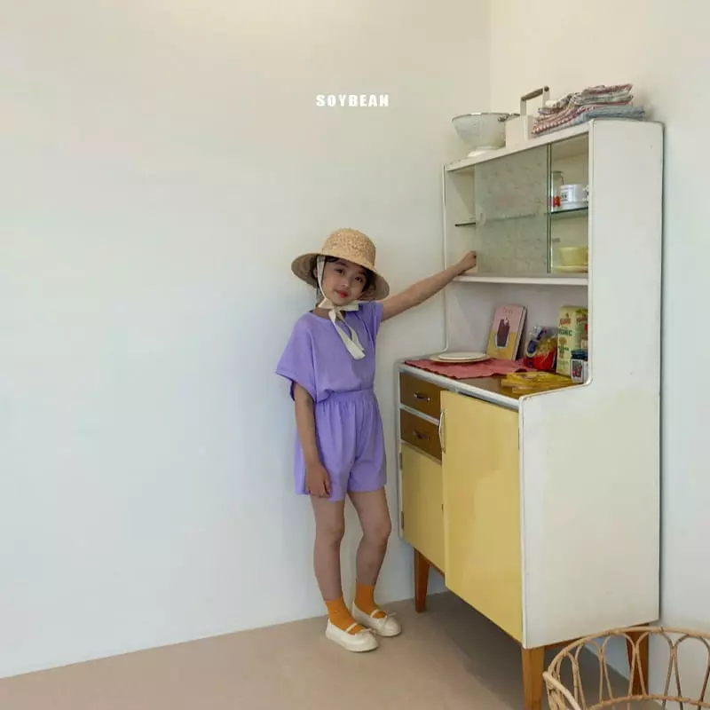 Soybean - Korean Children Fashion - #discoveringself - Cap Sleeves Pigment Top Bottom Set - 4