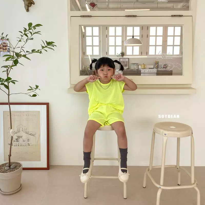 Soybean - Korean Children Fashion - #fashionkids - Cap Sleeves Rolly Pop Top Bottom Set - 4