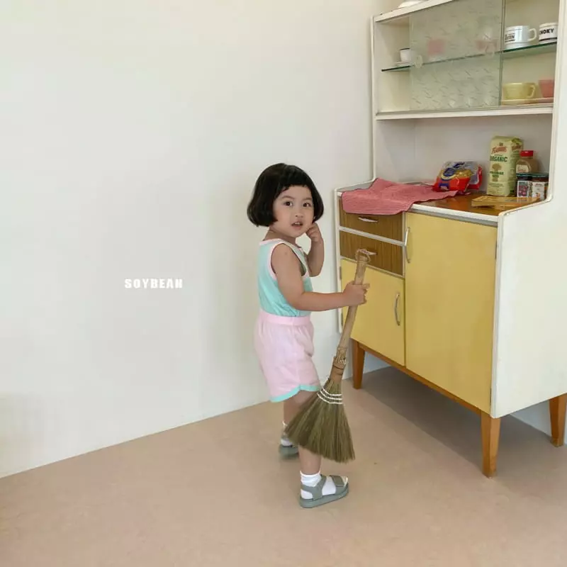 Soybean - Korean Children Fashion - #kidsshorts - Sleeveless Macaroon Top Bottom Set